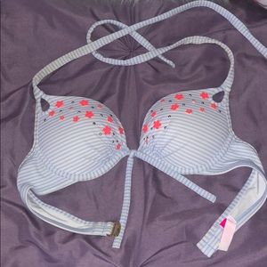 Flower Striped Bikini Top